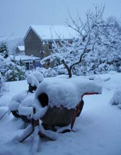 Snow-clad cement mixer, 5 January 2010