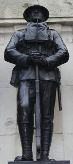 Statue of Great War soldier on War Memorial at Horseguards Parade, London